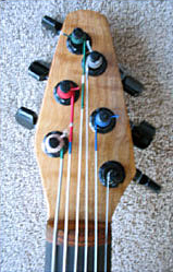 Oregon Curly Maple and Cocobolo Electric Six String Violin Peg Box